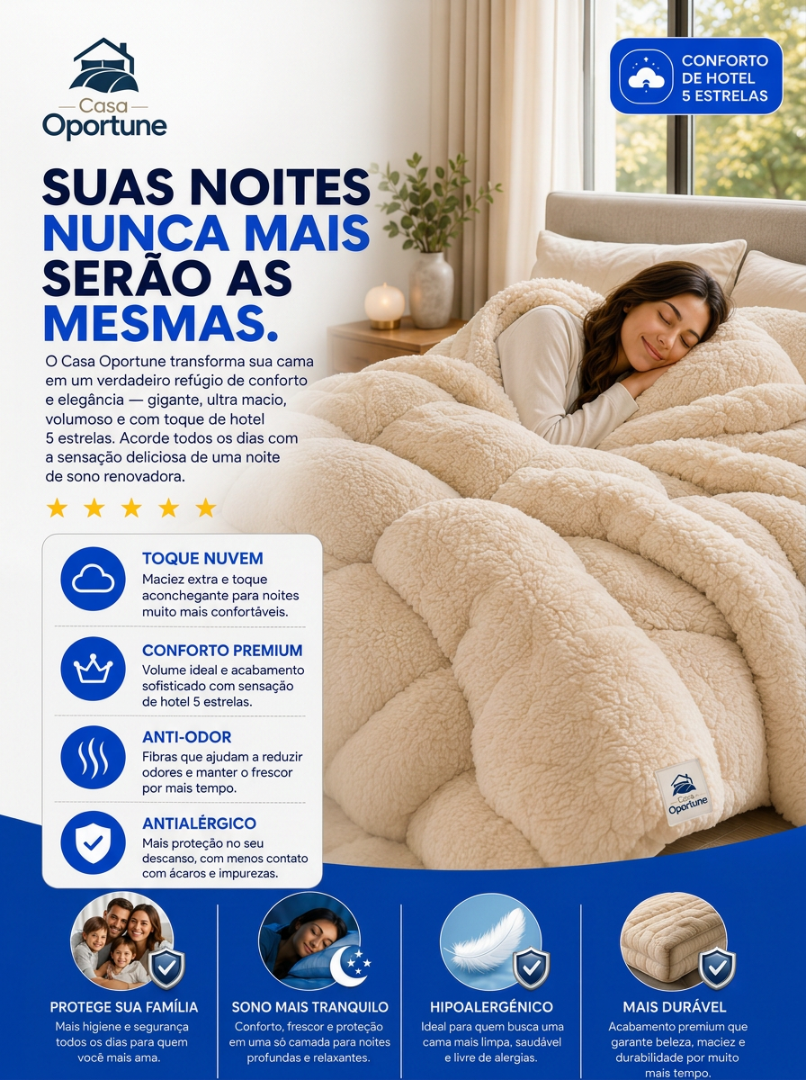 Benefícios e detalhes do edredom Nuvela Casa Oportune